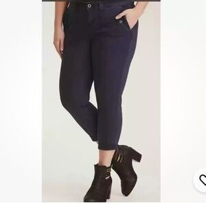 Torrid Twill Cropped Military Ankle Pants Womens 22 Blue Cotton Casual NWT